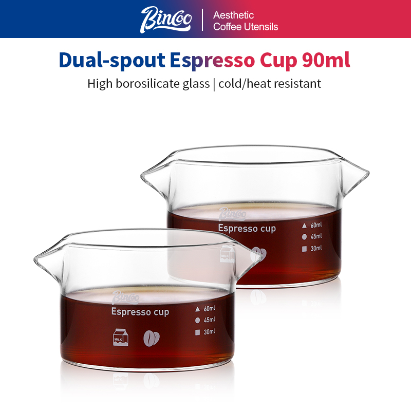 Espresso Shot Glass - BINCOO 90ml 더블 스파우트 에스프레소 계량컵