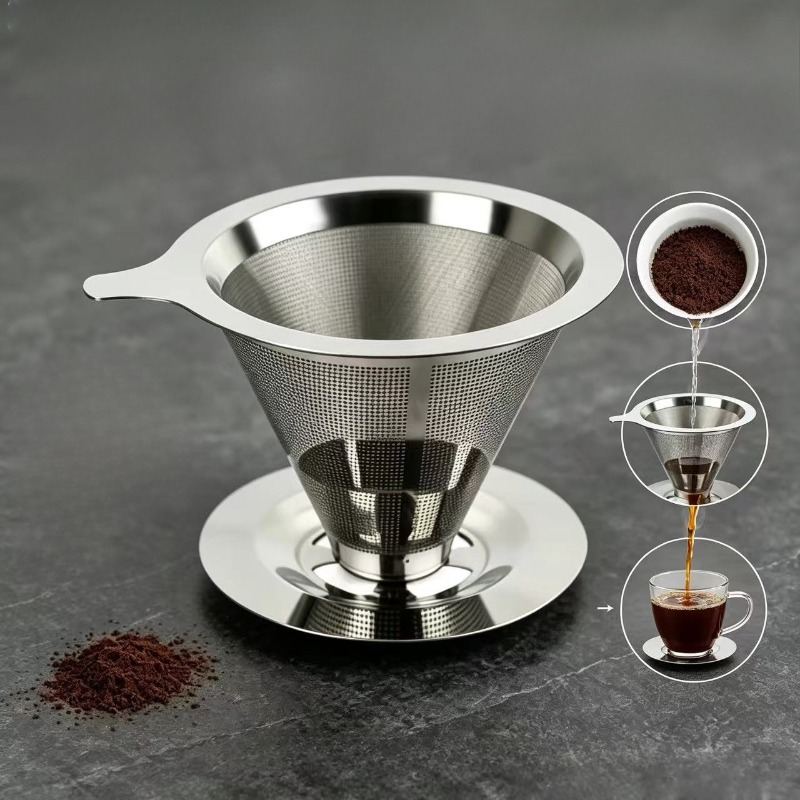 푸어 오버 커피 드리퍼 스테인리스 스틸 커피 필터 메탈 - Coffee Equipment Pour Over 리뷰 및 가격